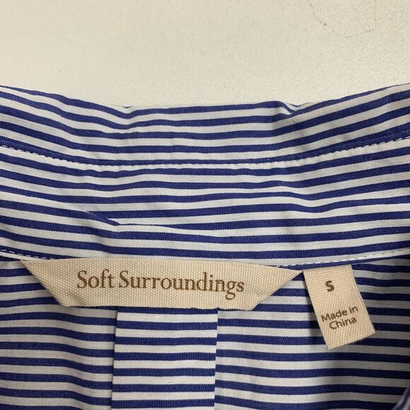 Soft Surroundings Bristol Tunic Top Women S Cold Shoulder Button Up Stripe Shirt - Picture 9 of 13